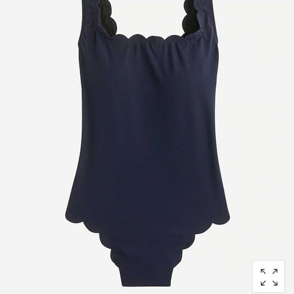J. Crew scallop piqué scoopback one-piece, size 8, NWT